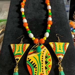 Bold earnings with a matching necklace